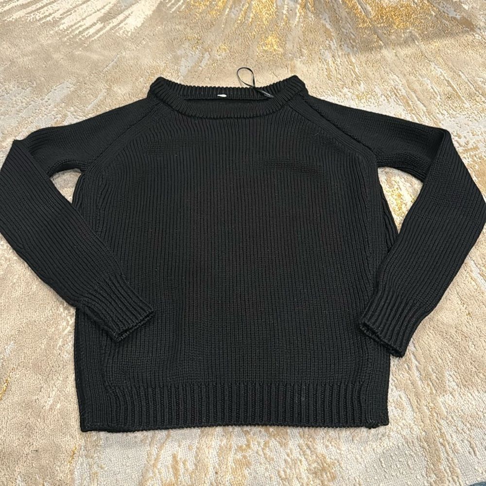 Stunner!* LULULEMON Yin To You Sweater Wool Knit Size 8 Black Long Sleeves GUC
